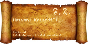 Hatvani Kristóf névjegykártya